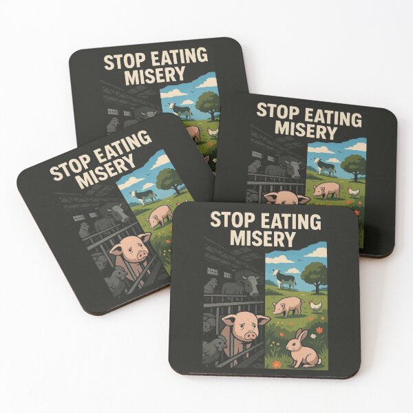 Item preview, Stop Eating Misery Go Vegan Plant Based Factory Farming Animal Suffering Slaughter Veganism designed and sold by Annika Shurafa.
