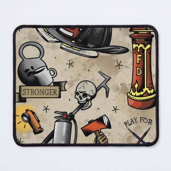 Item preview, Firefighter Collage – Helmet, Tools & Fun Phrases designed and sold by darkskinbender.