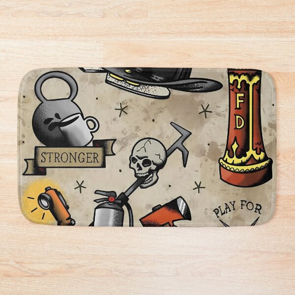 Item preview, Firefighter Collage – Helmet, Tools & Fun Phrases designed and sold by darkskinbender.