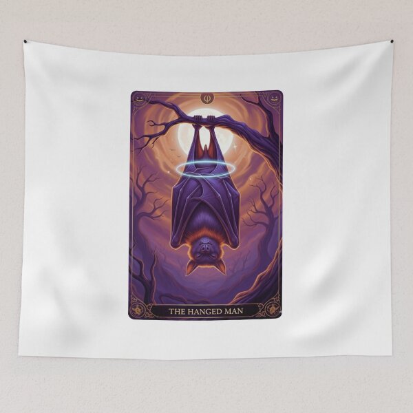 Item preview, Halloween Tarot: The Hanged Man - Bat's Perspective & Sacrificial Wisdom designed and sold by NewGenWitchcraft.