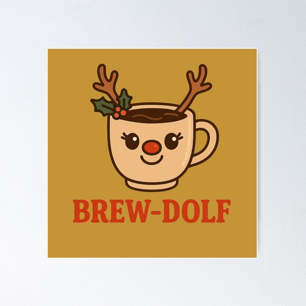 Item preview, Brew-dolf – Funny Christmas Coffee Pun designed and sold by BloomKind.