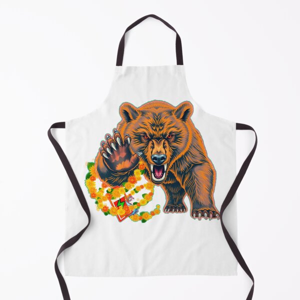 Item preview, Brown and Dark Orange Bear with Raised Claw and Yellow Flowers – Bold Wildlife Art for Nature Lovers designed and sold by Naturalite19.
