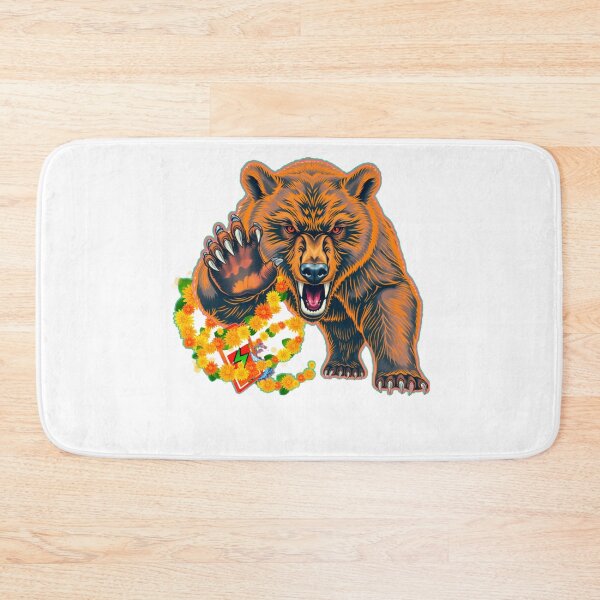 Item preview, Brown and Dark Orange Bear with Raised Claw and Yellow Flowers – Bold Wildlife Art for Nature Lovers designed and sold by Naturalite19.