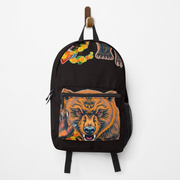 Item preview, Brown and Dark Orange Bear with Raised Claw and Yellow Flowers – Bold Wildlife Art for Nature Lovers designed and sold by Naturalite19.