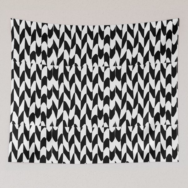 Item preview, Abstract Retro Black and White Wavy Checkerboard pattern designed and sold by PVTCreations.