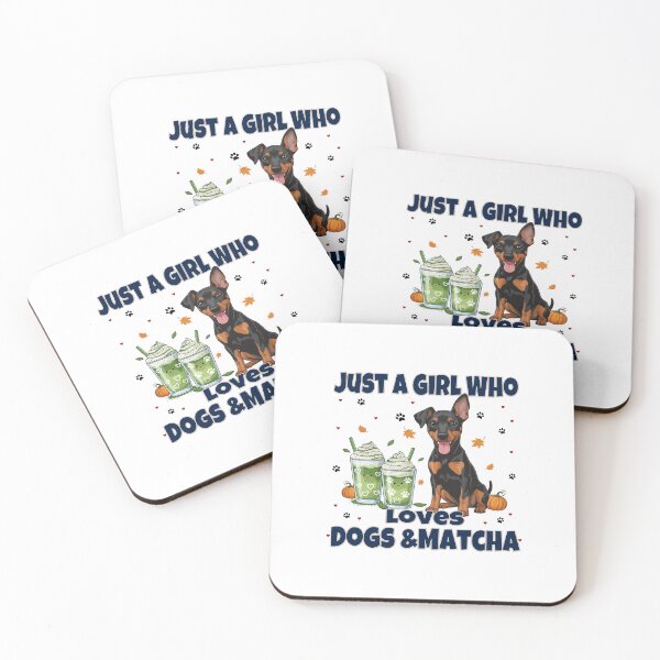 Item preview, Just a Girl Who Loves Dogs & Matcha – German Pinscher Puppy Cute Cartoon designed and sold by The Real Life Symphony.