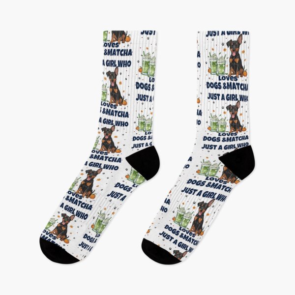 Item preview, Just a Girl Who Loves Dogs & Matcha – German Pinscher Puppy Cute Cartoon designed and sold by The Real Life Symphony.