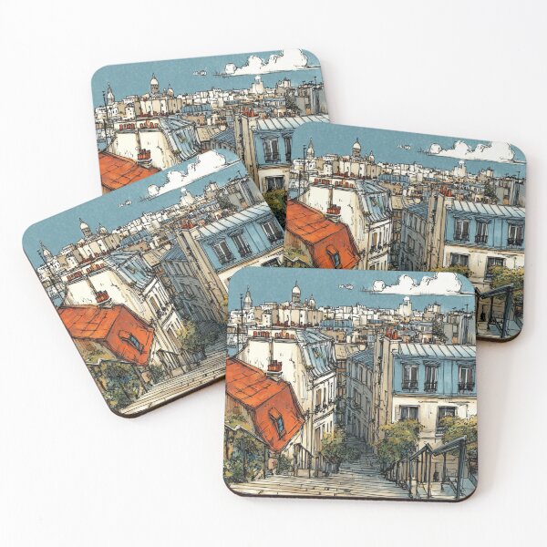 Item preview, Montmartre Rooftops – Paris Skyline watercolor painting designed and sold by mliotard.