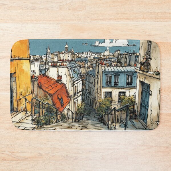 Item preview, Montmartre Rooftops – Paris Skyline watercolor painting designed and sold by mliotard.
