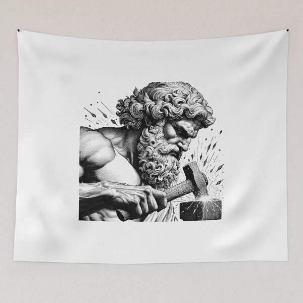 Item preview, Hephaestus, God of the Forge - A Classical Blacksmith Portrait designed and sold by NTGUILTY.