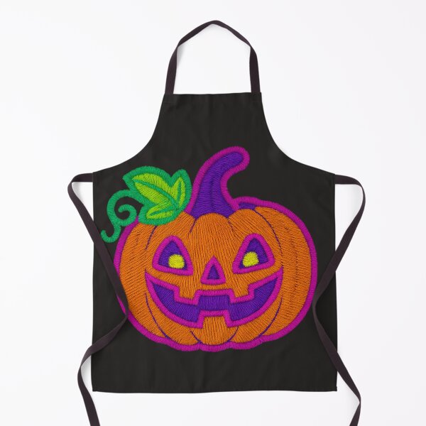 Aperçu de l'œuvre Citrouille d'Halloween brodée colorée – Joli motif Jack O'Lantern créée et vendue par ArtSpark Studio.