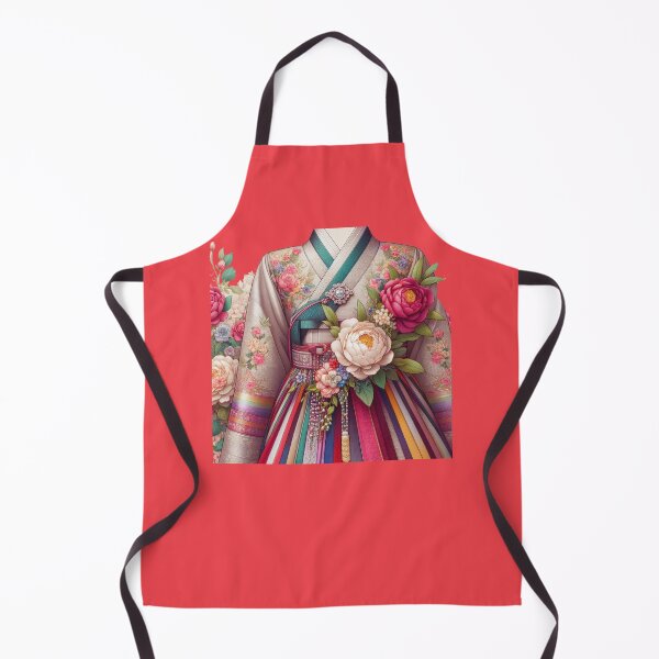 Item preview, Elegant Korean Hanbokwith Rose & Peony Patterns, Colorful Stripes, designed and sold by PaintMeWorld.