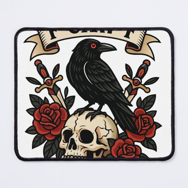 Item preview, F-CAW-F Raven Skull Neo-Traditional Tattoo Design designed and sold by Ajdaprint.