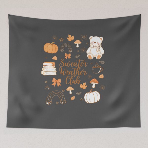 Item preview, Sweater Weather Club – Cosy Autumn Bear, Pumpkin & Coffee Collage designed and sold by twilightprints.