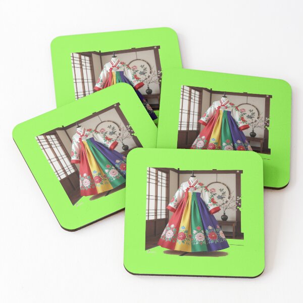 Item preview,  Elegant Korean Hanbokwith Rose & Peony Patterns, Colorful Stripes, designed and sold by PaintMeWorld.