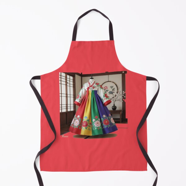 Item preview, Elegant Korean Hanbokwith Rose & Peony Patterns, Colorful Stripes, designed and sold by PaintMeWorld.