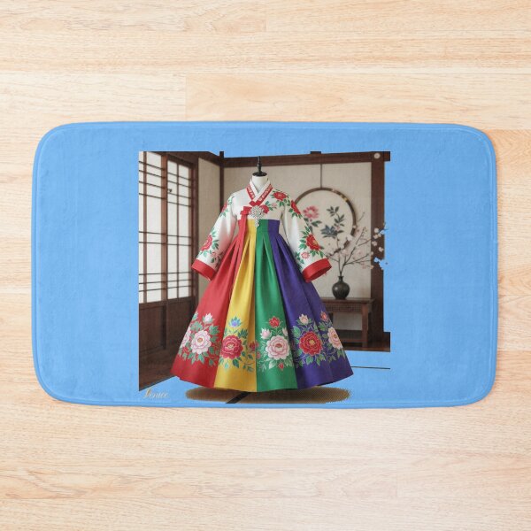 Item preview,  Elegant Korean Hanbokwith Rose & Peony Patterns, Colorful Stripes, designed and sold by PaintMeWorld.