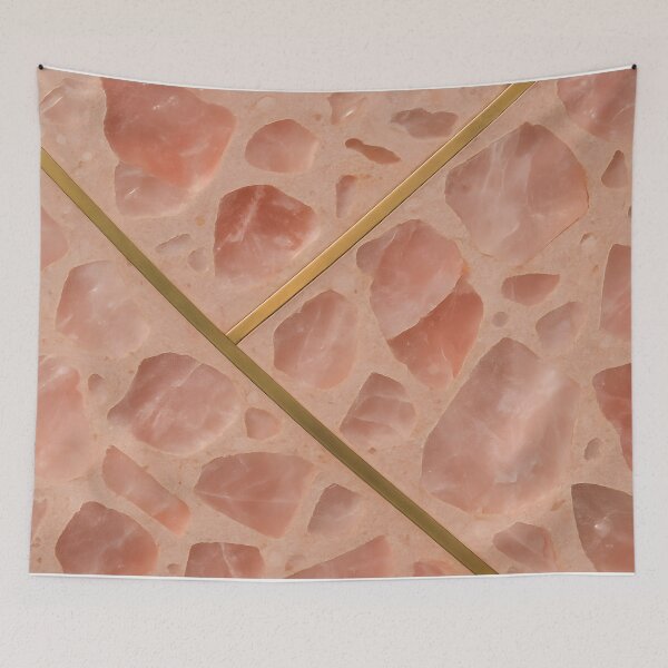 Item preview, Pink Terrazzo Tile with Gold Lines designed and sold by SassyArtistry.