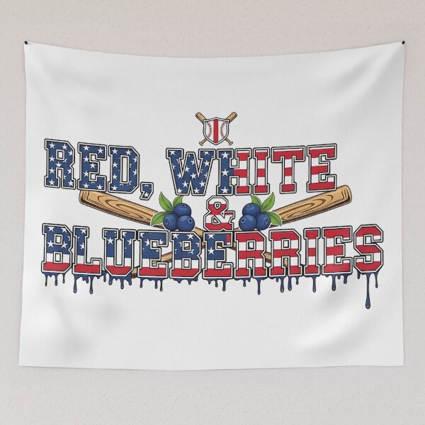 Item preview, Red White and Blueberries Baseball Pun Design designed and sold by ArtDesignTp.