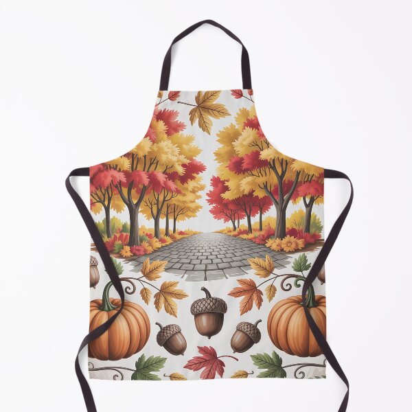 Item preview, Golden Autumn Path with Pumpkins and Acorns designed and sold by SoftStyleStudio ⭐⭐⭐.