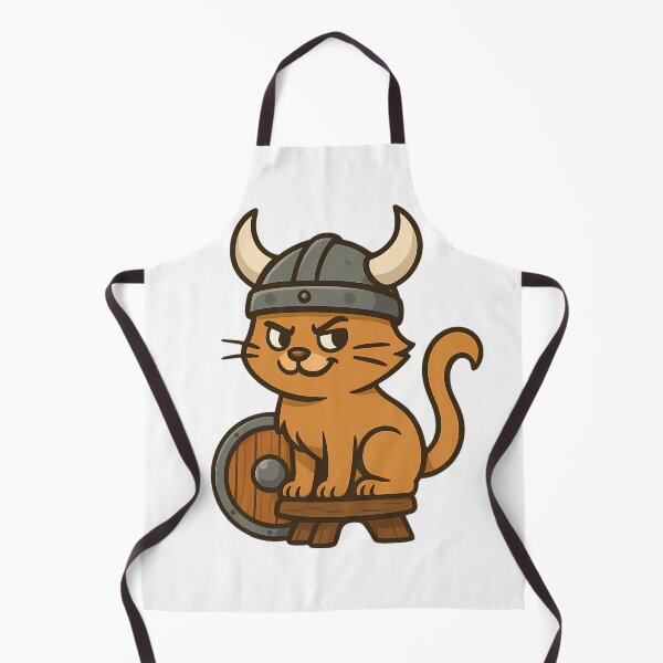 Item preview, Cartoon Viking Cat | Mischievous Norse Warrior Sitting on Shield designed and sold by NorseDrip.