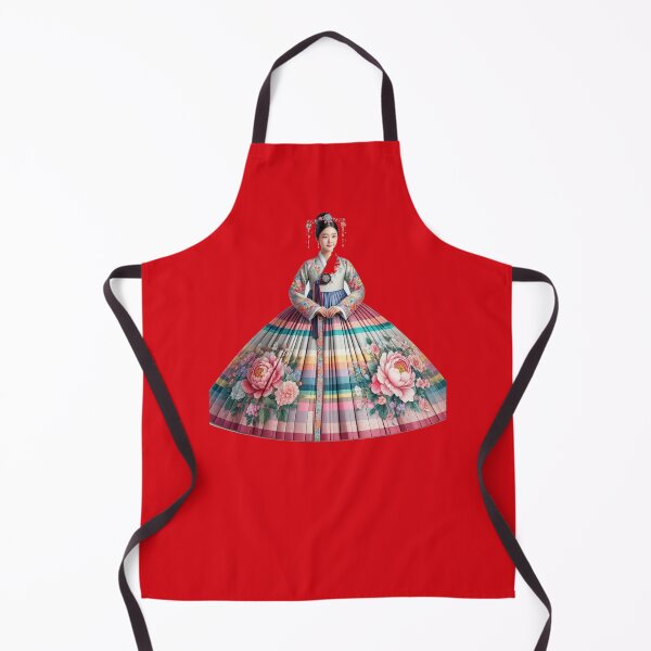 Item preview, Elegant Korean Hanbokwith Rose & Peony Patterns, Colorful Stripes, designed and sold by PaintMeWorld.