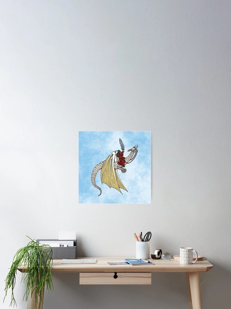 Thumbnail 2 of 3, Poster, Wizard Riding White Dragon designed and sold by Azure Lion Productions.