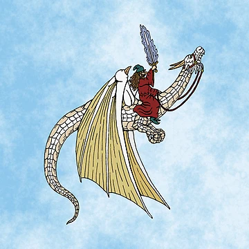 Artwork thumbnail, Wizard Riding White Dragon by Azure Lion Productions