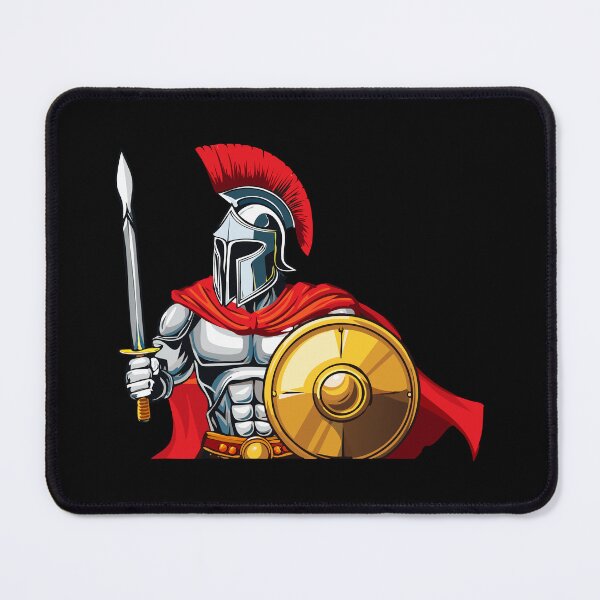 Item preview, Powerful ancient warrior holding sword and shield ready for battle, Spartan or Trojan warrior with helmet and sword, Ancient Greek Hoplite muscular Warrior, designed and sold by Danler.