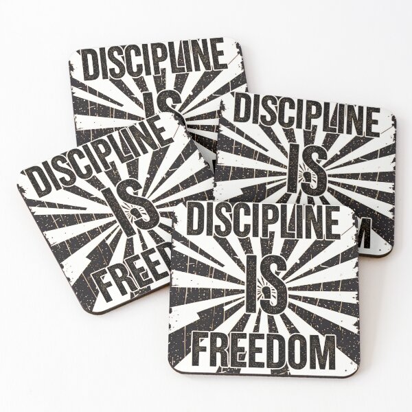 Item preview, Message about discipline and freedom in bold text with a striking background design, motivation designed and sold by SpaceartLilu.