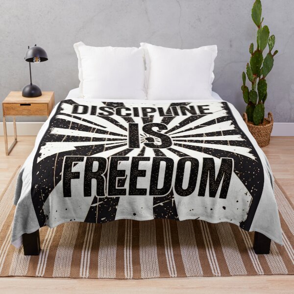 Item preview, Message about discipline and freedom in bold text with a striking background design, motivation designed and sold by SpaceartLilu.