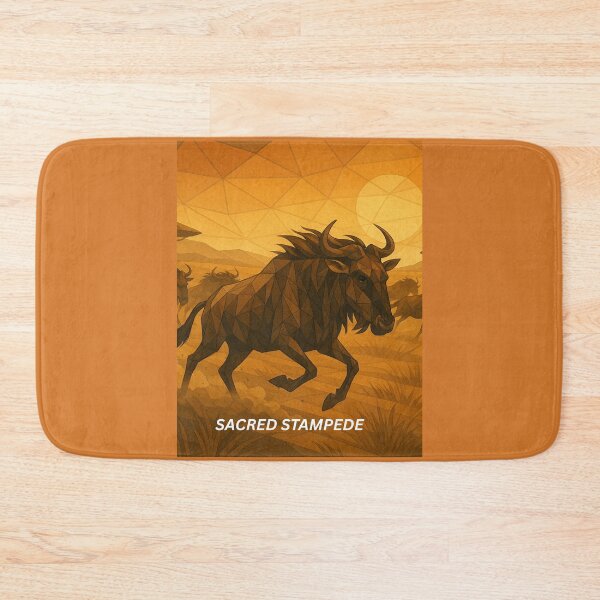 Item preview, Sacred Stampede – Geometric Wildebeest Migration designed and sold by GeoWild Designs.