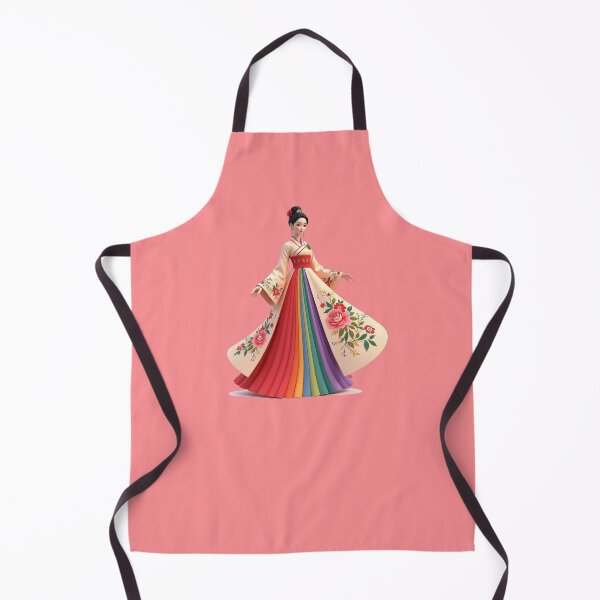 Item preview, Elegant Korean Hanbokwith Rose & Peony Patterns, Colorful Stripes, designed and sold by PaintMeWorld.