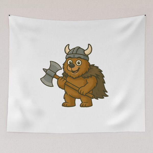Item preview, Cartoon Viking Bear | Strong Funny Norse Warrior with Axe designed and sold by NorseDrip.