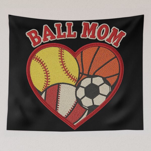 Item preview, Ball Mom Heart Embroidered Patch Style Softball Baseball Basketball Soccer designed and sold by ArtDesignTp.