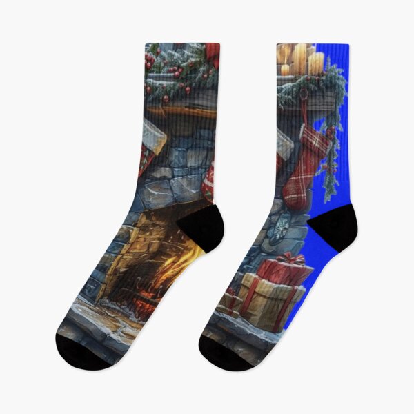 Item preview, Cozy Christmas Fireplace with Stockings – Holiday Design designed and sold by AlexLineArt.