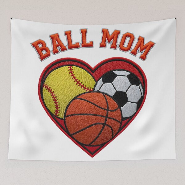 Item preview, Ball Mom Heart Embroidered Patch Style Softball Basketball Soccer designed and sold by ArtDesignTp.