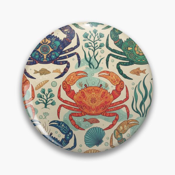 Item preview, Whimsical Crab & Seashell Seamless Pattern designed and sold by HolmeProud.