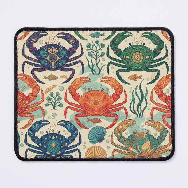Item preview, Whimsical Crab & Seashell Seamless Pattern designed and sold by HolmeProud.