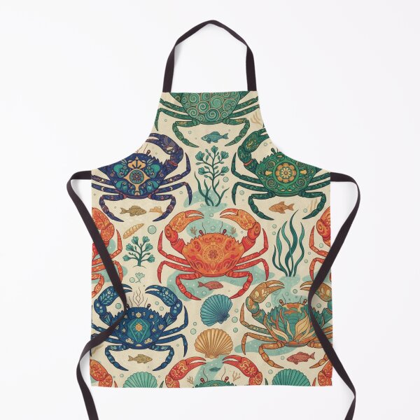 Item preview, Whimsical Crab & Seashell Seamless Pattern designed and sold by HolmeProud.