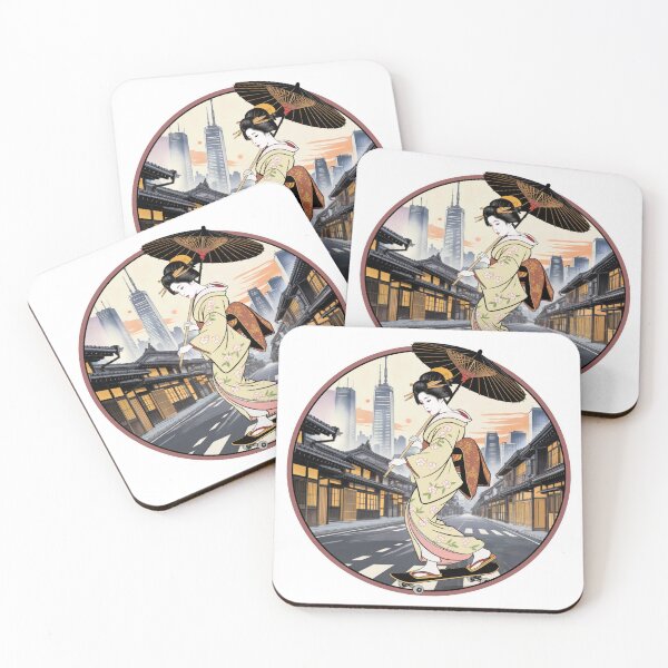 Item preview, Geisha Girl Skate boarder, Japanese City Pop not text designed and sold by matteflor.