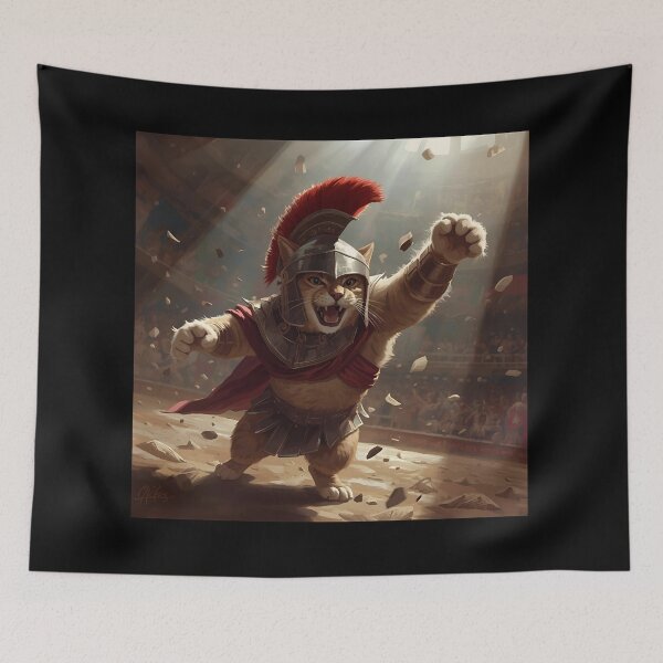 Item preview, Gladiator Cat in the Arena – Epic Warrior Helmet Kitty designed and sold by Art-Design-EM.