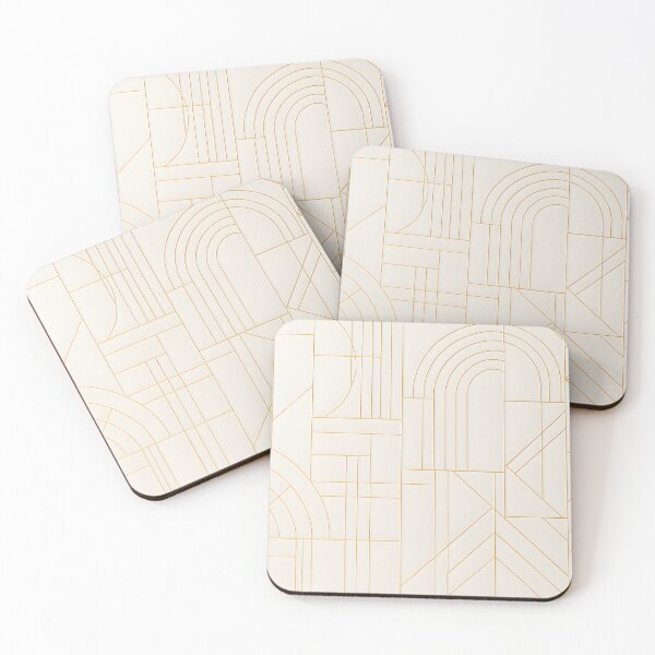 Item preview, Cream Gold Geometric Art Deco Pattern designed and sold by SassyArtistry.
