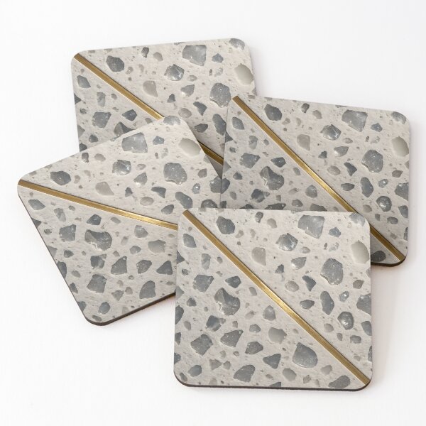 Item preview, Gray Terrazzo Stone with Gold Line designed and sold by SassyArtistry.