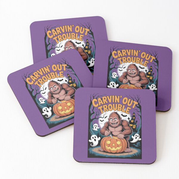 Item preview, Carvin' Out Trouble – Halloween Bigfoot Pumpkin Carver designed and sold by Enea Kelo.