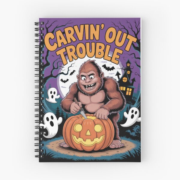 Item preview, Carvin' Out Trouble – Halloween Bigfoot Pumpkin Carver designed and sold by Enea Kelo.