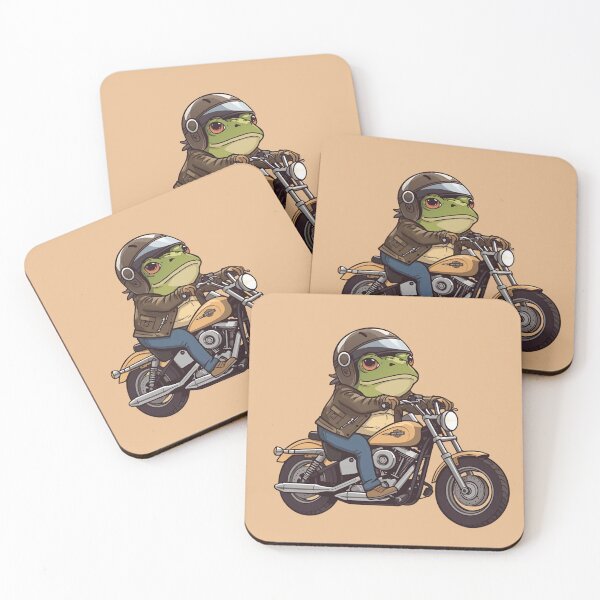 Item preview, Cool Frog Biker – Cartoon Toad on Motorcycle with Helmet & Jacket designed and sold by Art-Design-EM.
