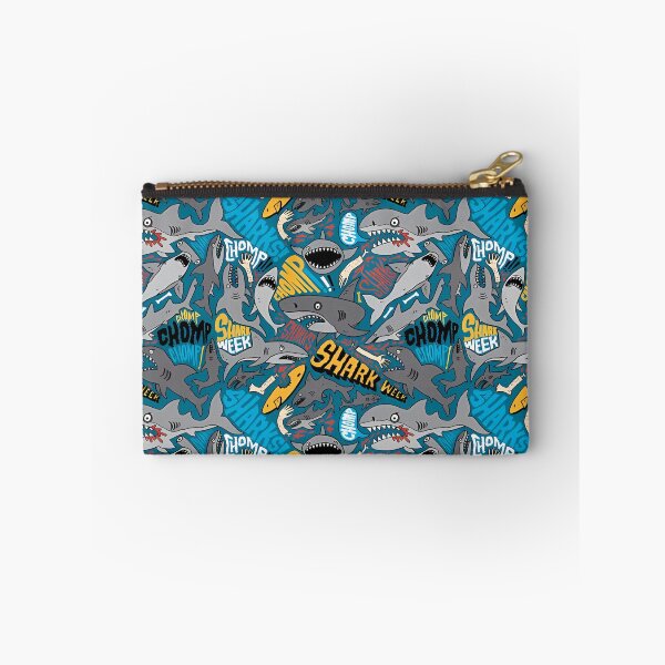 Item preview, Cartoon Shark Pattern with "Chomp" & "Shark Week" designed and sold by darkskinbender.