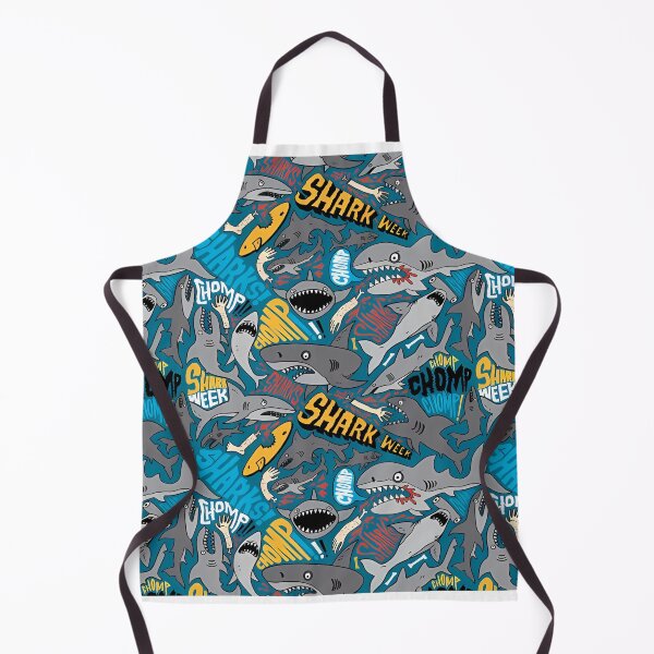 Item preview, Cartoon Shark Pattern with "Chomp" & "Shark Week" designed and sold by darkskinbender.
