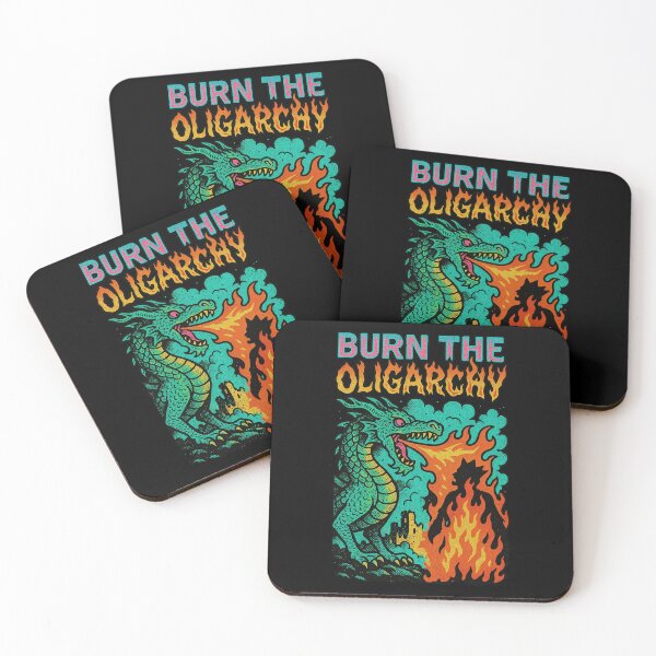 Item preview, Burn the Oligarchy – Dragon Fire Protest Poster in Vintage Punk Style designed and sold by Victor Shadehorn.